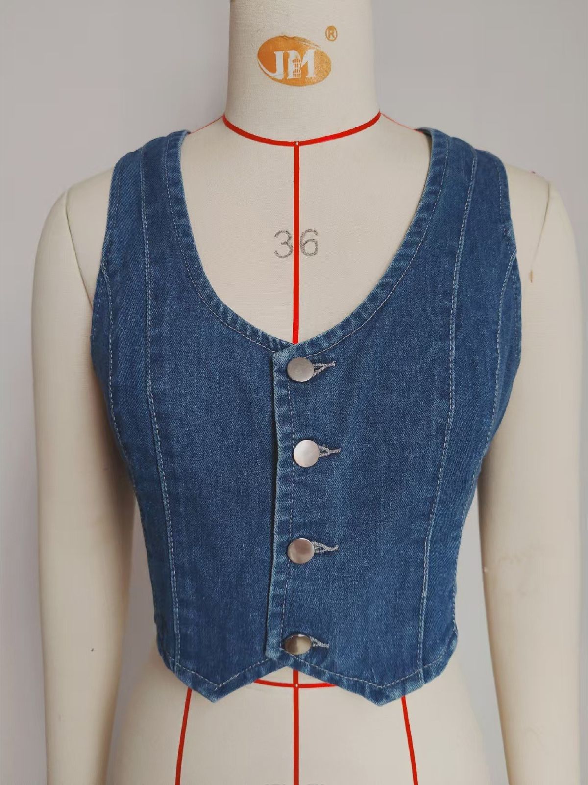 K New Retro Slim Fit, Slimming And Waist Cinching V-neck Vest_ecoleips.com