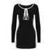 AC482 European And American New Design Niche Slim-fit Color-blocking Simple Style Versatile Long-sleeve Short Dress For_ecoleips.com
