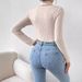 Exclusive Cross-border Supply: French-style High-neck Long-sleeve Knitted Ribbed Jumpsuit Top With A Fashionable And_ecoleips.com