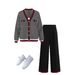 Women's Spring Autumn Style Color Block Jacket Set With Loose Straight Leg Trousers_ecoleips.com