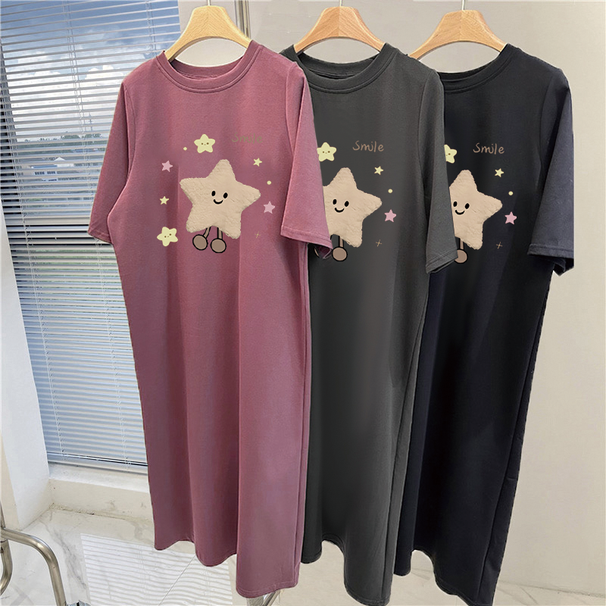 Lazy Short-sleeved T-shirt For Summer Casual Knee Long Skirt Large Size Women's Clothing_ecoleips.com