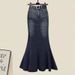 Women’s Clothing Pure desire style summer suit for women new style high end temperament ruffled shirt denim fishtail skirt two piece suit_ecoleips.com