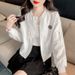 Women's Clothing New Cardigan Jacket Loose and Versatile Long Sleeve High end Baseball Jacket Short Tops for Women_ecoleips.com