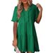 Women's Ruffled Short Sleeved V Neck Layered Maxi Skirt Four Way Stretch Spring Summer New Style Casual Elegant Dress_ecoleips.com