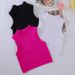 Women's Quick Drying Seamless Ribbed Turtleneck Sports Vest Full Coverage Vertical Striped Fitness Yoga Top Running_ecoleips.com