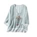 Summer Cotton And Linen Rhombus-Shaped Flower-Patterned Ribbon Button-Down Fake Two Three-Quarter Sleeve Cardigan Embroi_ecoleips.com