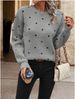 Elegant Round Neck Long Sleeve Sweater For Women – Polka Dot Jacquard Knit Pullover, Loose Fit Casual Comfort, Versatile Fall & Winter_ecoleips.com