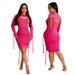Women's clothing cross-border new women's clothing fashionable solid color sexy hollow long-sleeved round neck slim dress_ecoleips.com