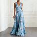 Women's Clothing Women's Sleeveless V Neck Long Dress Tulip Print Evening Gown For Formal & Casual For Women_ecoleips.com