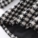 Women's Houndstooth Blazer With PU Collar & Contrast Stitching, Double-Breasted Elegant Office Jacket For Professional Chic Style"_ecoleips.com