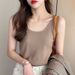 2025 New Knitted Camisole Women's Inner Wear Suit Base Vest Solid Color White Sleeveless Top For Summer_ecoleips.com