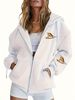 Women's ClothingFashion Zip Up Hooded Cardigan Sweatshirt American Style Bear Print Long Sleeve Casual Jacket Loose Fit_ecoleips.com
