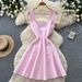 Women's French Style Jacquard Knit Dress Elegant Sleeveless A-Line Skirt with Fitted Waist And Pockets for Summer Commuting_ecoleips.com
