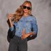 2025 Spring New Women's Slim Fit Short Collarless Long Sleeve Denim Retro Multi-Pocket Workwear Jacket_ecoleips.com