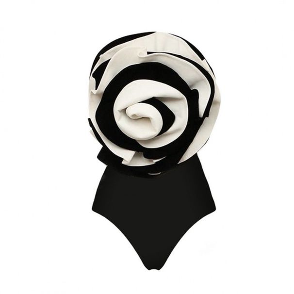 Women's High-End One Piece Swimsuit Black White Large Flower Contrasting Color Popular Swimwear For Vacation_ecoleips.com