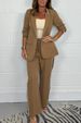Women's Clothing Fashion Loose Lapel Striped Suit Two piece _ecoleips.com