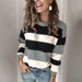 Women's Clothing Oversized Striped Knit Sweater - Soft Breathable Pullover With Relaxed Fit (S-3XL, Grey)_ecoleips.com