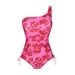 Modest One-Piece Swimsuit With Cover-Up Skirt - Floral Print Plus Size Bathing Suit For Women, Long Sleeve Beachwear (Rose Red/Green, 0XL-4XL)_ecoleips.com