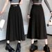 K Pleated Skirt Long Skirt New High Waist Slimming A-line Skirt_ecoleips.com