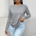 Voya Women's European And American Round Neck Long Sleeved T-shirt Autumn And Winter New Style Big Backless Sexy Temperament Top_ecoleips.com