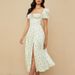 2026 Spring New European American Women's Dress: Elegant And Sexy Square Neck Tie-Waist Floral Print Slit Dress_ecoleips.com