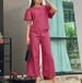 Women's Clothing New Casual Round Neck Short Sleeved Tops Wide Leg Trousers Fashion Suit_ecoleips.com