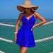 Women's One Piece Swimsuit European American Style Solid Color Hollow Out Bikini Skirt Style Cross Bandage Swimwear_ecoleips.com