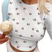 Slim Fit Crew Neck T-Shirt for Women All over Cherry Print Machine Washable Summer Fashion Casual Wear_ecoleips.com