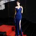 Women's clothing new elegant long one-shoulder fishtail host dress long dress_ecoleips.com