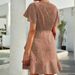 Summer French Polka Dot Wrap Dress Sweet Girl V Neck Cardigan Tie up Short Sleeve with Belt Cross Border Style for Women_ecoleips.com
