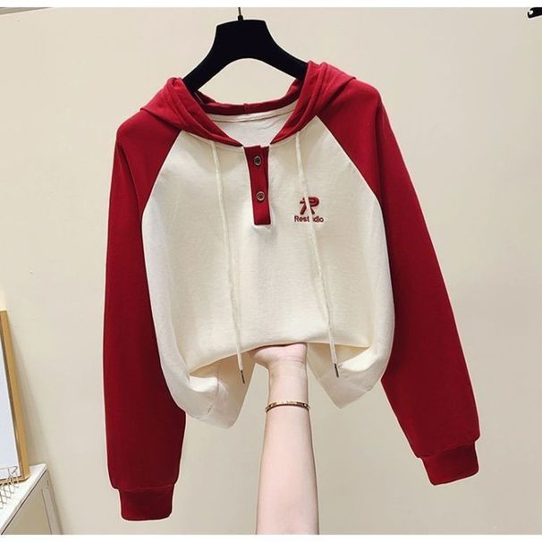 Women's Clothing Small Autumn New Two Piece Suit For Women With Hooded Contrast Color Long Sleeved Sweatshirt Stitching Trendy Sports Casual Pants_ecoleips.com