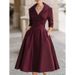 Elegant Long Sleeve Slimming Waist Dress For Women Long Skirt_ecoleips.com