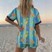 Women's Summer Print Collared Shirt And Shorts Set Short Sleeve Resort Style Clothing Markets_ecoleips.com