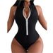 Swimsuit Sexy Bikini One-piece Zipper_ecoleips.com