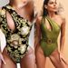 Cutout One-Shoulder Swimsuit – Sexy High-Cut & Tummy Control (Gold/Army Green, S-L, Upf50+ Polyester)_ecoleips.com
