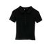 Plus-size Sexy Women's Slit Solid Color Plus-size Polo Shirt, Summer Short-sleeve T-shirt, Slim-fit Casual Turn-down_ecoleips.com