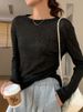 K Soft Nuo Sweater Hollow Knitted Sweater Premium Loose Top Round Neck Hoodie Fashion Single Item Sunscreen_ecoleips.com