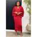 Women's Pleated V-Neck Batwing Dress – Crinkle Textured Maxi Dress – Plus Size Elegant Tunic (One Size Fits S-L)_ecoleips.com