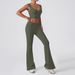 Women's Quick Drying Twist High Waist Flared Fitness Sports Vest European American Style Casual Versatile Yoga Suit_ecoleips.com