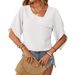 Elegant V-Neck Flowy Chiffon Blouse With Peony Sleeves For Women - Summer Casual Boho Tops_ecoleips.com