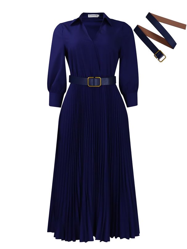 Women's Clothing Autumn New Fashion Temperament Solid Color Large Size Dress_ecoleips.com