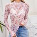 Women's Clothing Hot Selling Pullover High Collar Long Sleeved Lace Floral Mesh Bottoming Shirt T Shirt Female_ecoleips.com
