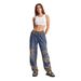 Retro Distressed Patchwork High-Waisted Drawstring Loose Slim Fit Jeans for Women 2025 European And American Style Cross Border Hot Selling_ecoleips.com