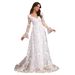 Women's Clothing Autumn And Winter New Long Sleeved V Neck Large Swing Trailing Lace Dress Wedding Dress_ecoleips.com