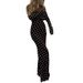 European Summer Sexy Off-Shoulder Bodycon Dress with Sheer Panels Mesh Dot Dress Black Sizes S to XXL Women's Clothing_ecoleips.com