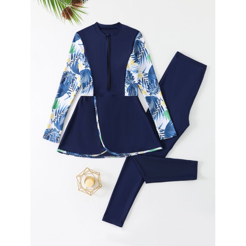 2025 New Swimsuit Women's Split Long Sleeved Trousers Beach Surfing Muslim Conservative Swimsuit_ecoleips.com