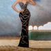 K Formal Dinner Hostess Gown; Women's V-Neck Satin Dress With Strapless Bodice. No Handbags, Necklaces, Or Other Accessories._ecoleips.com