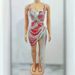Mesh Rhinestone Tassel Short Dress See Through Cutout Sexy Tight Fitting Evening Gown Stage Performance Costume For Women_ecoleips.com