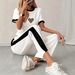 Summer Fashion Casual High Street Style Women's round Neck Short Sleeve Trouser Suit Print Design Spring/Autumn Wear_ecoleips.com