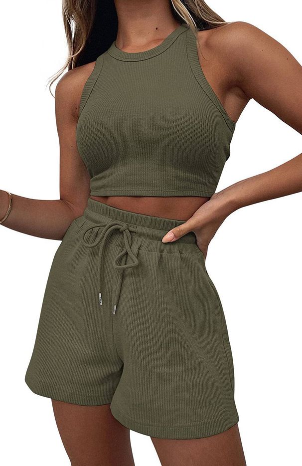 Women's Clothing Summer Suit Solid Color Vest Fashion Casual Short 2 Piece Suit For Women_ecoleips.com